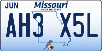 MO license plate AH3X5L