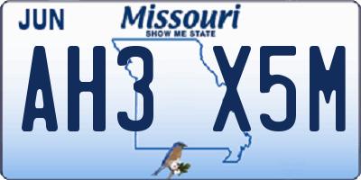 MO license plate AH3X5M