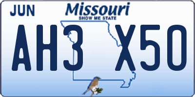 MO license plate AH3X5O