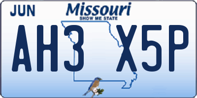 MO license plate AH3X5P
