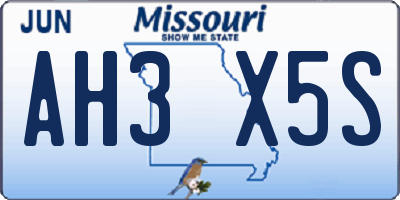 MO license plate AH3X5S