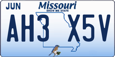 MO license plate AH3X5V