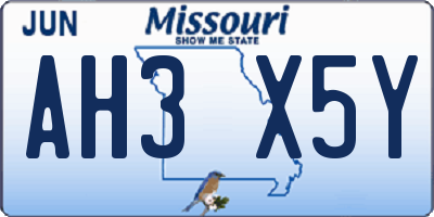 MO license plate AH3X5Y
