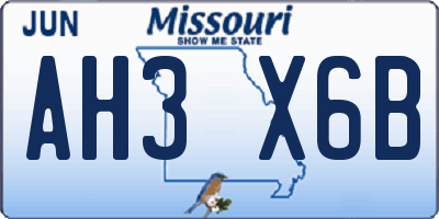 MO license plate AH3X6B
