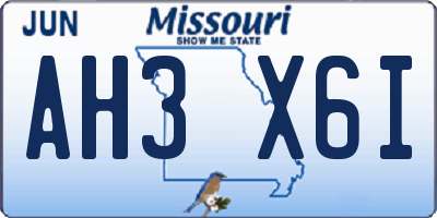 MO license plate AH3X6I