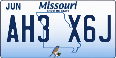 MO license plate AH3X6J