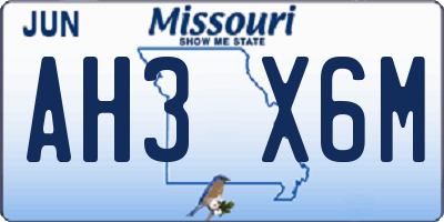MO license plate AH3X6M