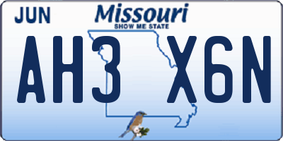 MO license plate AH3X6N
