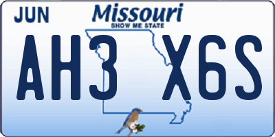 MO license plate AH3X6S