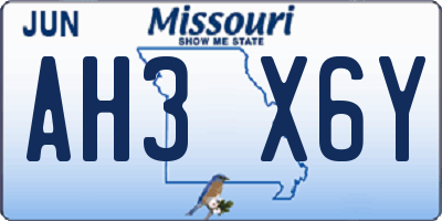 MO license plate AH3X6Y