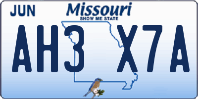 MO license plate AH3X7A
