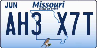 MO license plate AH3X7T