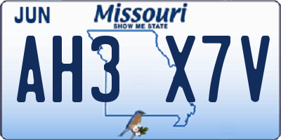 MO license plate AH3X7V