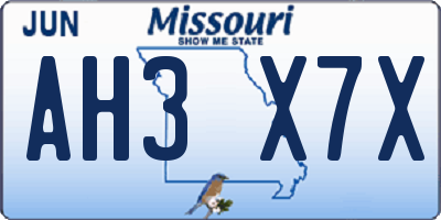 MO license plate AH3X7X