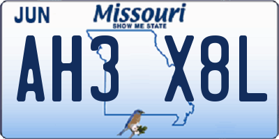 MO license plate AH3X8L