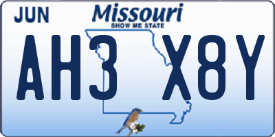 MO license plate AH3X8Y