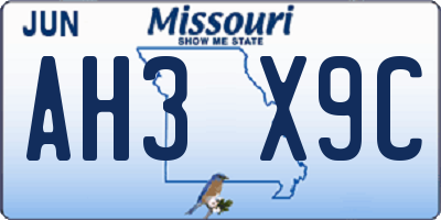 MO license plate AH3X9C