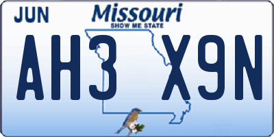 MO license plate AH3X9N