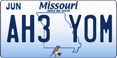 MO license plate AH3Y0M