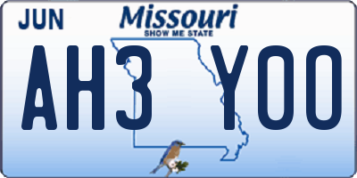 MO license plate AH3Y0O