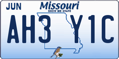 MO license plate AH3Y1C