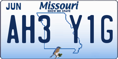 MO license plate AH3Y1G