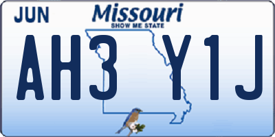 MO license plate AH3Y1J