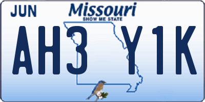 MO license plate AH3Y1K