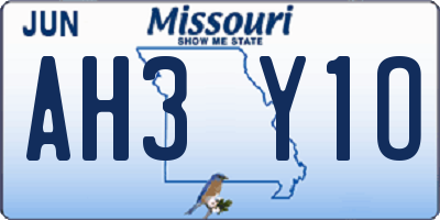 MO license plate AH3Y1O