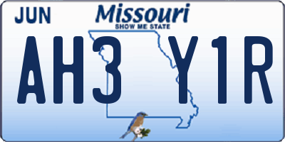 MO license plate AH3Y1R