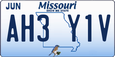 MO license plate AH3Y1V