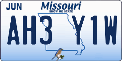 MO license plate AH3Y1W