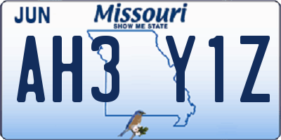 MO license plate AH3Y1Z