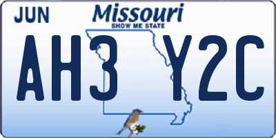 MO license plate AH3Y2C