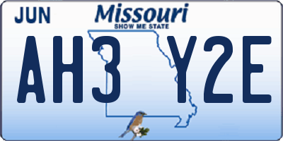 MO license plate AH3Y2E