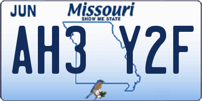 MO license plate AH3Y2F