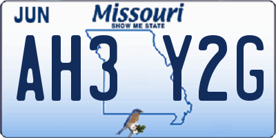 MO license plate AH3Y2G