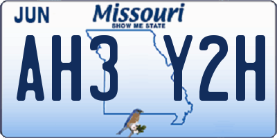 MO license plate AH3Y2H