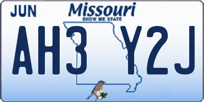 MO license plate AH3Y2J