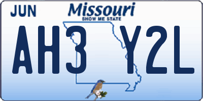 MO license plate AH3Y2L