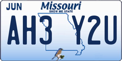 MO license plate AH3Y2U
