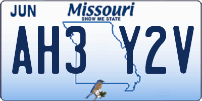 MO license plate AH3Y2V