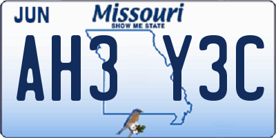 MO license plate AH3Y3C
