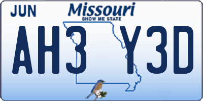 MO license plate AH3Y3D