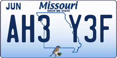 MO license plate AH3Y3F
