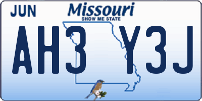 MO license plate AH3Y3J