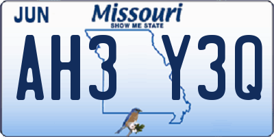 MO license plate AH3Y3Q