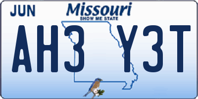 MO license plate AH3Y3T