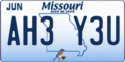 MO license plate AH3Y3U