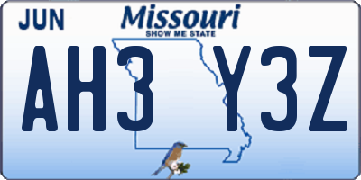 MO license plate AH3Y3Z